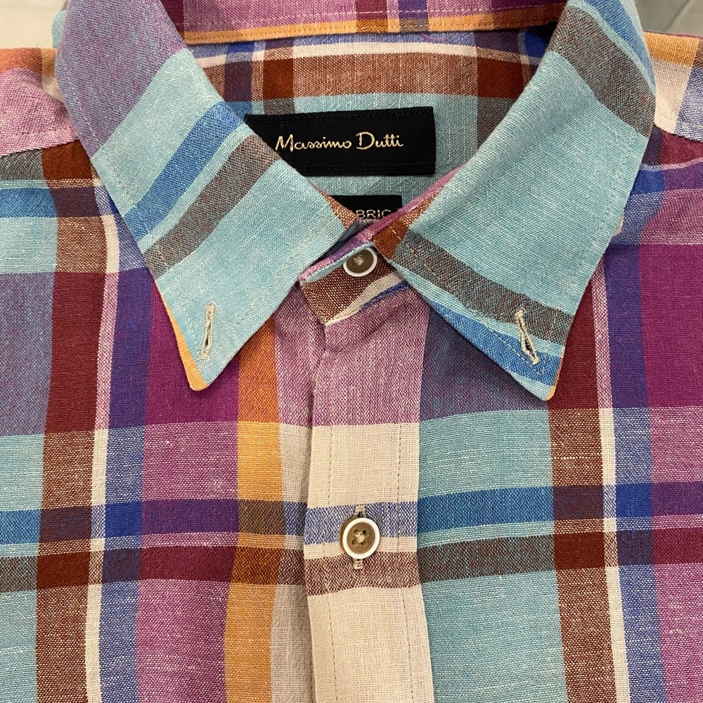 Massimo Dutti Colorful Plaid Button-Down Shirt